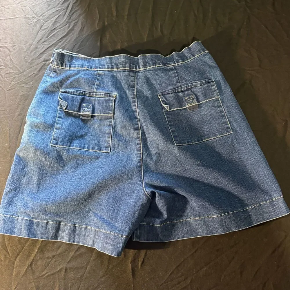Gloria Vanderbilt Women's Denim Bermuda Shorts Blue High Rise Long Jorts